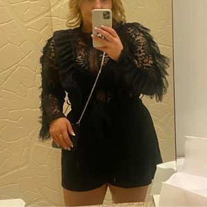 Black Lace Romper - Size 1X